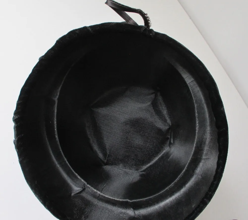 Vintage 50's 60's Black Velvet Bucket Hat