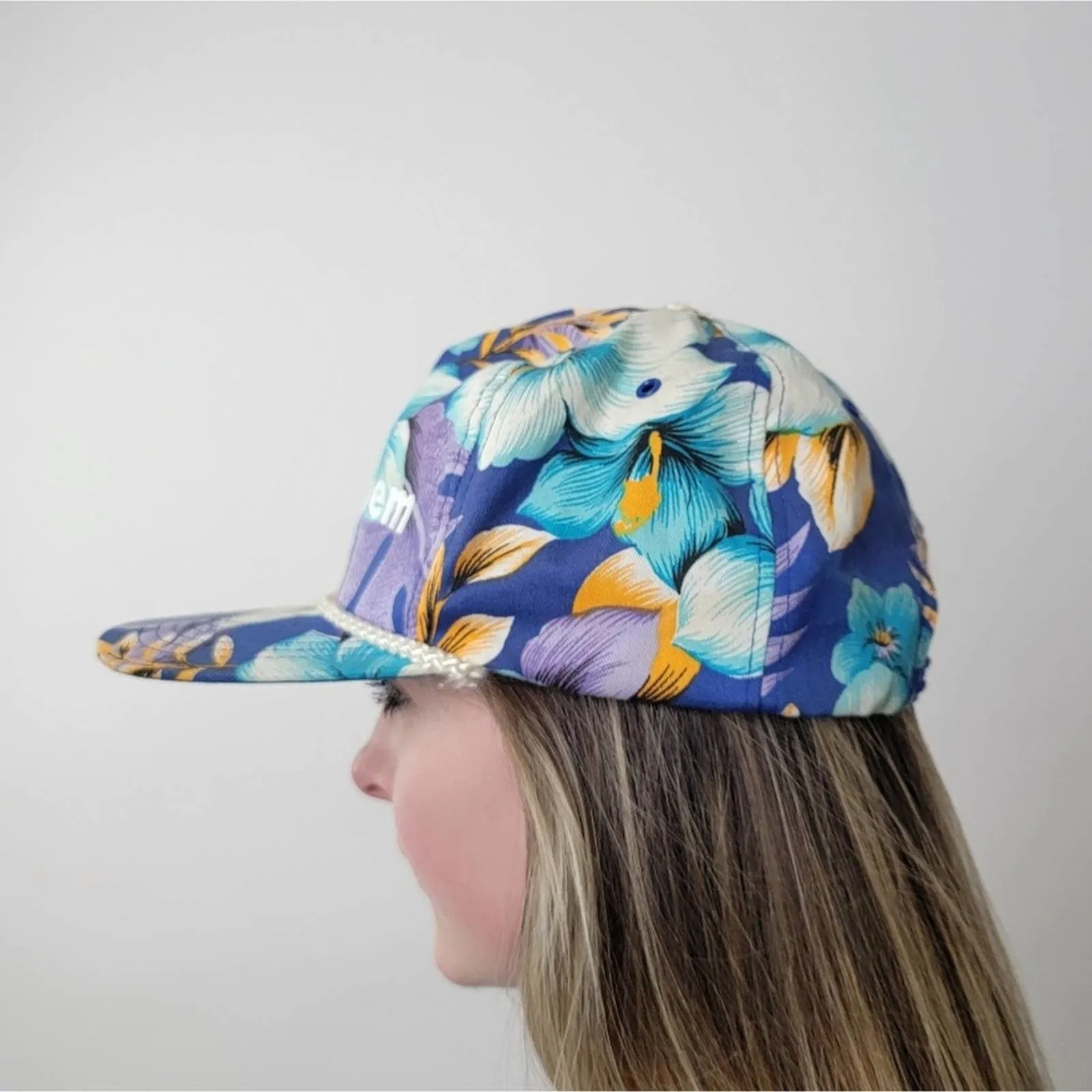 Vintage Raychem Tropical Floral Print Snapback Hat Cap 80/90's