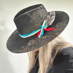 Wild Thing Rancher Hat Custom Burned - Black| Bourbon Cowgirl