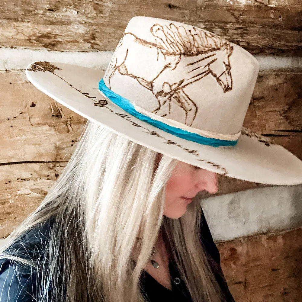 Wild Thing Rancher Hat Custom Burned - Oatmeal | Bourbon Cowgirl