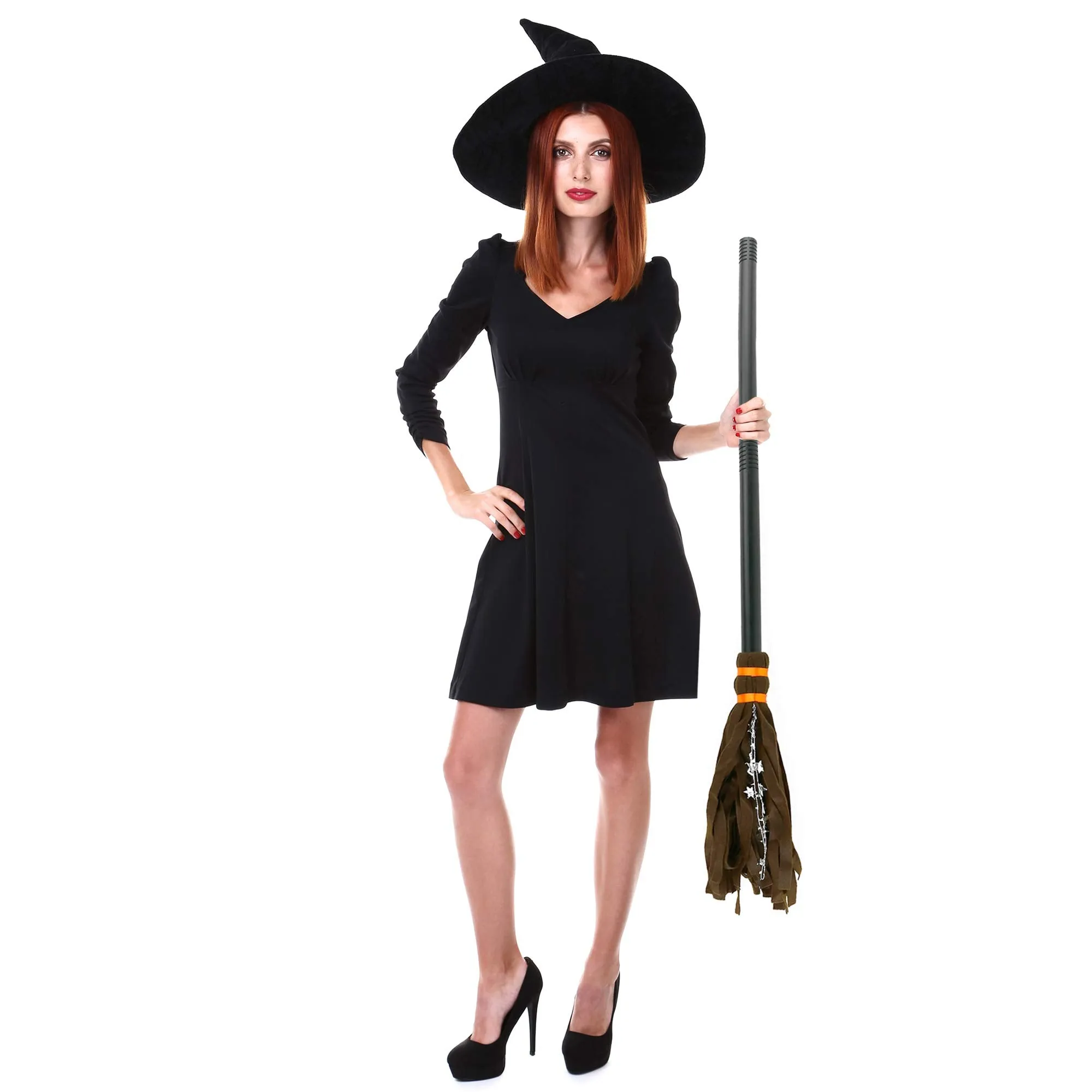 Witch Broomstick Costume Accessories - Realistic Wizard Flying Felt Broom Stick Costumes Accessory for All Children